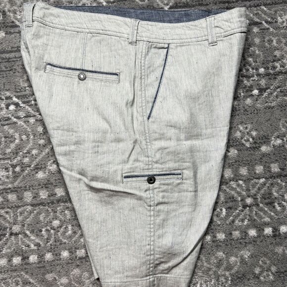 Carbon 2 Cobalt NWT Cargo Linen Blend Shorts Mens 34 Blue Mid Rise Stretch - Picture 9 of 9